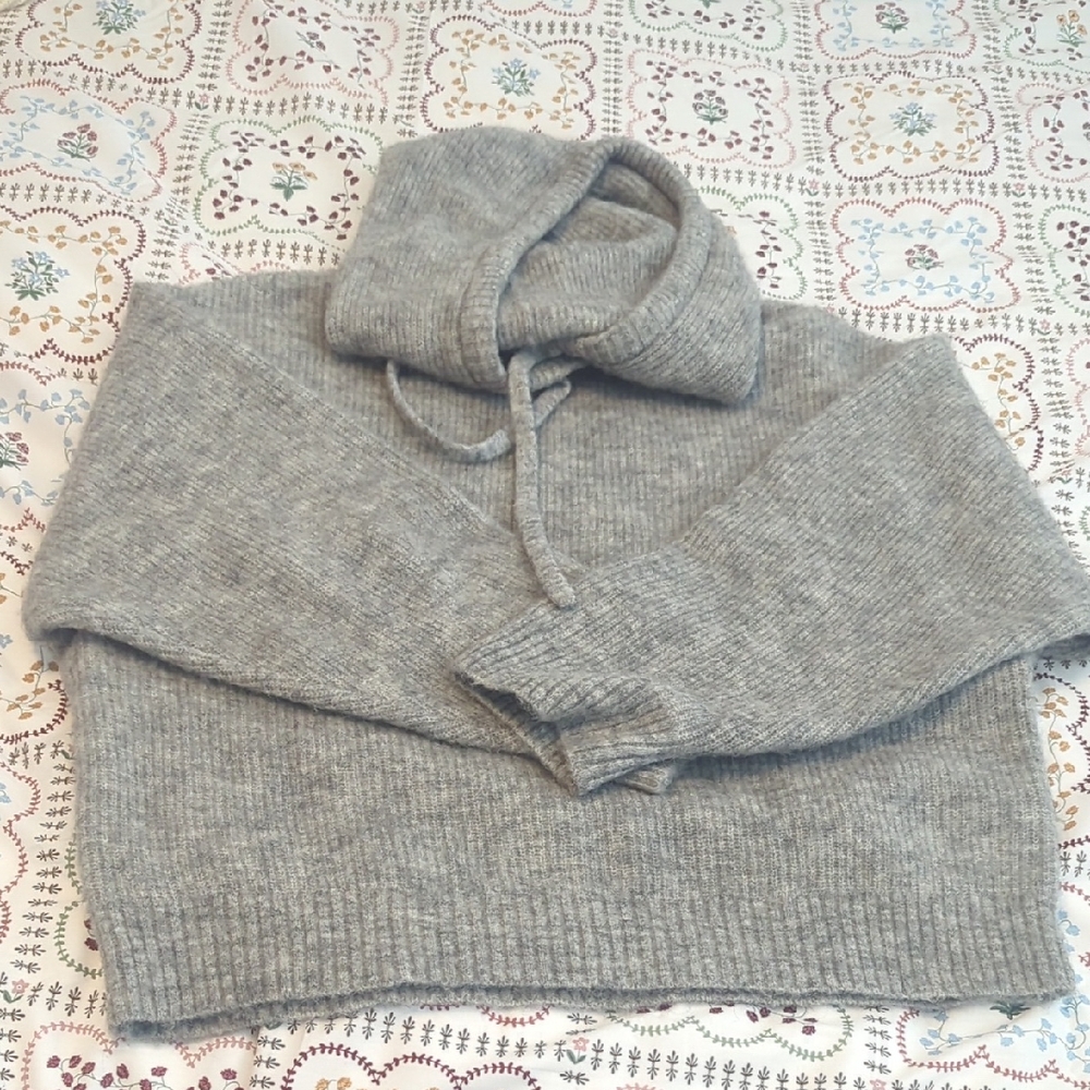 & Other Stories Alpaca-blend Gray Knit Oversized Hoodie Sweater In Size XS
